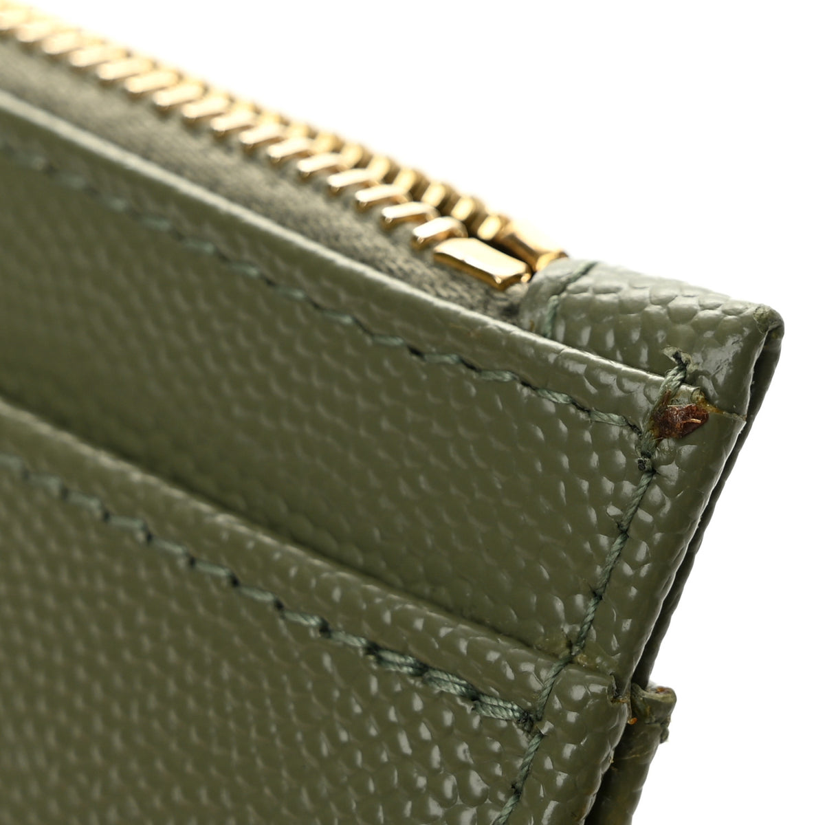 Saint Laurent Grain De Poudre Chevron Monogram Large Bill Pouch Light Sage 8 of 9