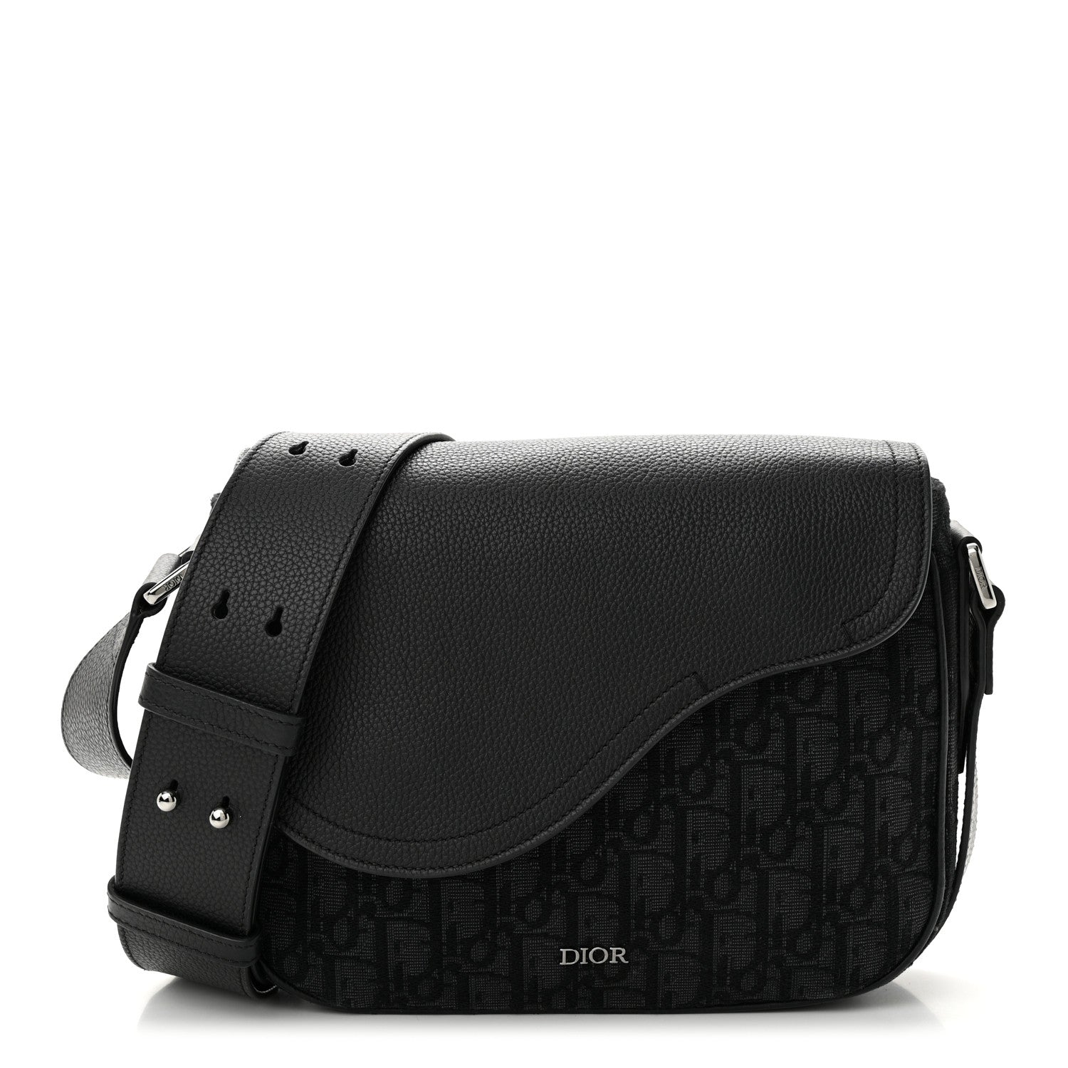 Christian Dior Grained Calfskin Oblique Mini Saddle Messenger Black 1 of 11