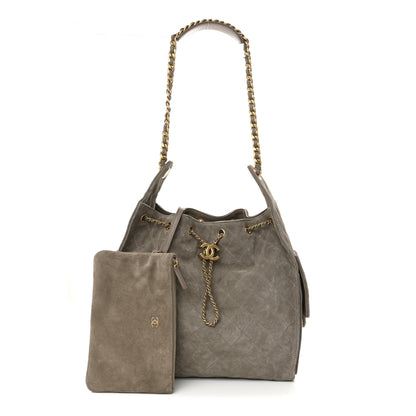 Chanel Suede Quilted Medium Chanel 25 Handbag Dark Grey 3 of 12