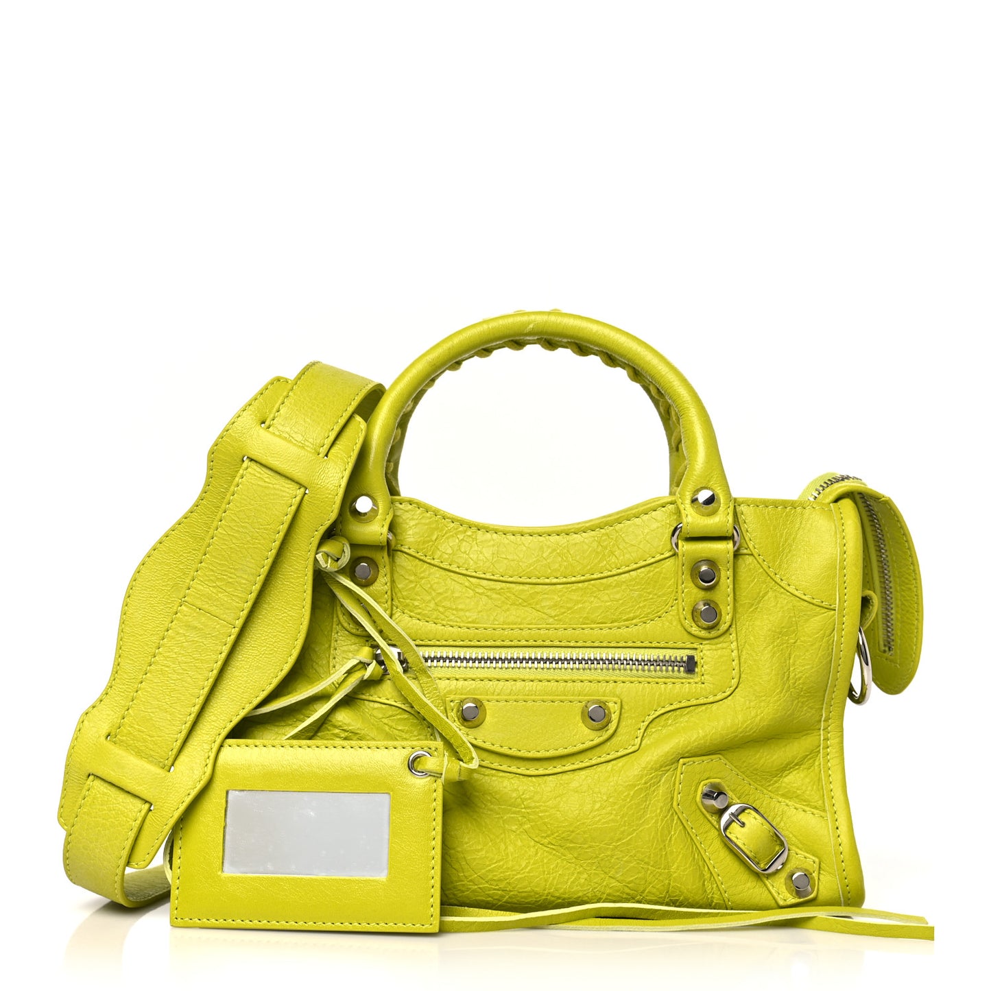 Agneau Classic Silver Hardware Mini City Lime