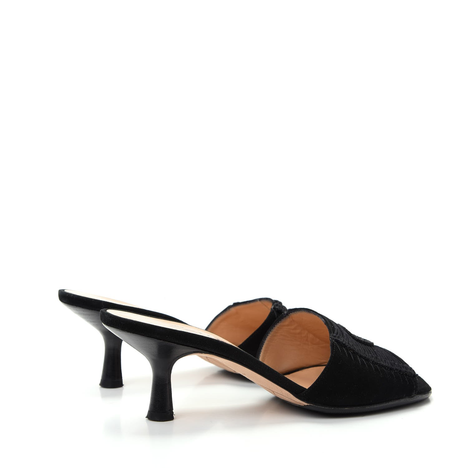 Chanel Suede Cord Beaded CC Mules 35.5 Black 4 of 10