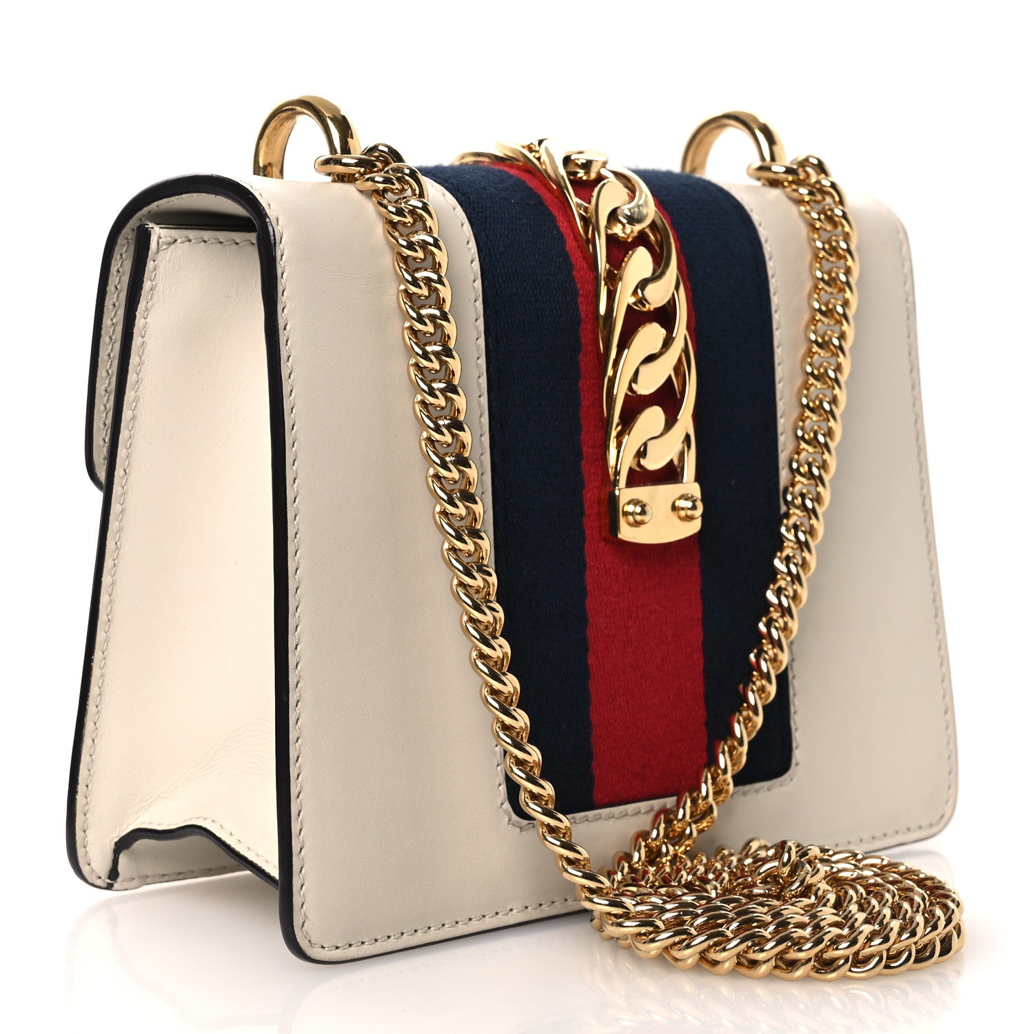 Gucci Calfskin Mini Sylvie Chain Shoulder Bag White 3 of 13