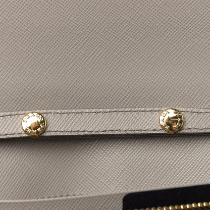 Prada Saffiano Metal Oro Chain Wallet Pomice 10 of 11