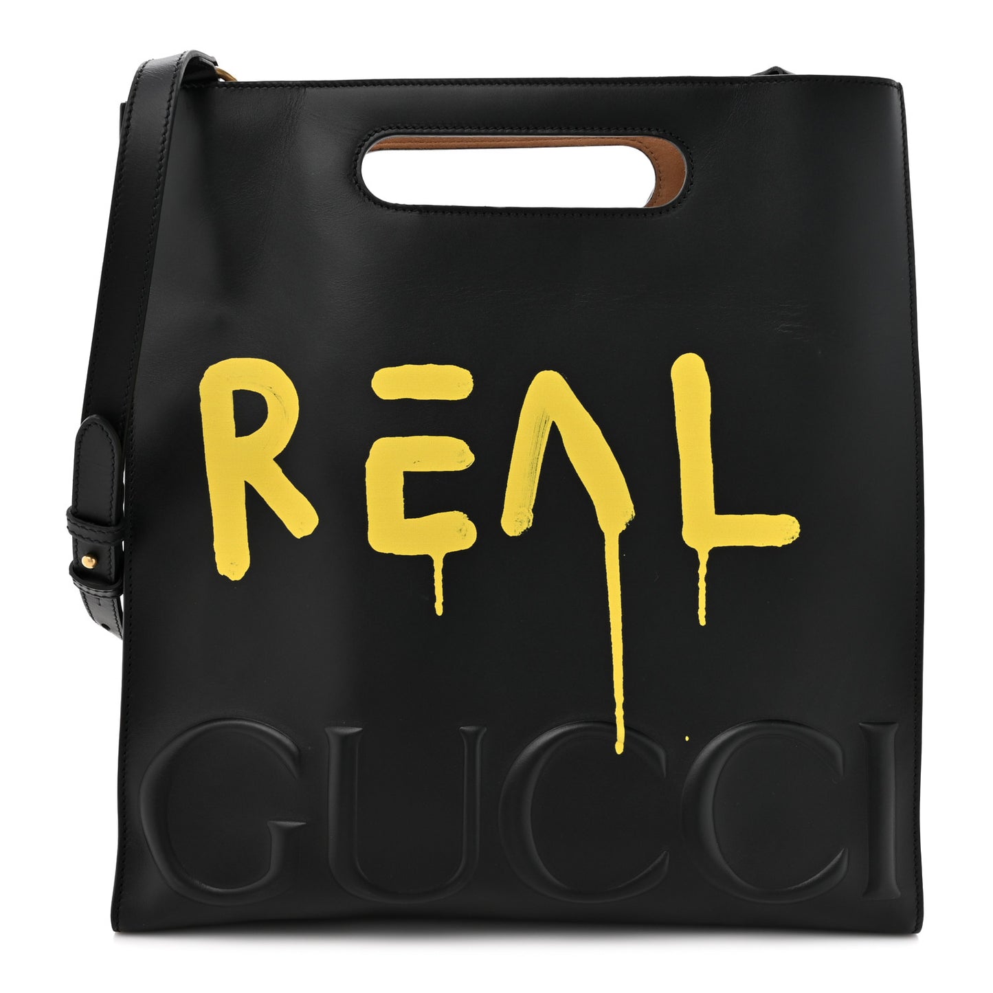 Calfskin GucciGhost Real Medium XL Tote Black Yellow