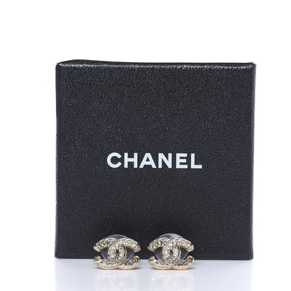 Chanel Crystal CC Earrings Light Gold 5 of 6