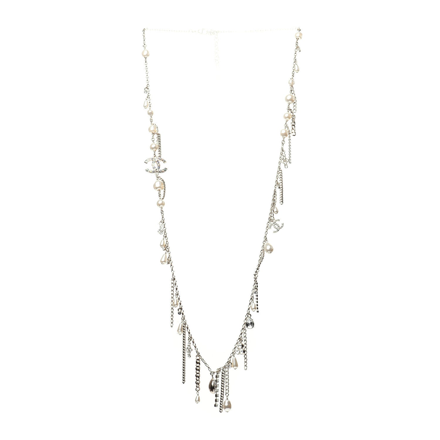 Chanel Pearl Crystal CC Long Necklace Gold 3 of 6