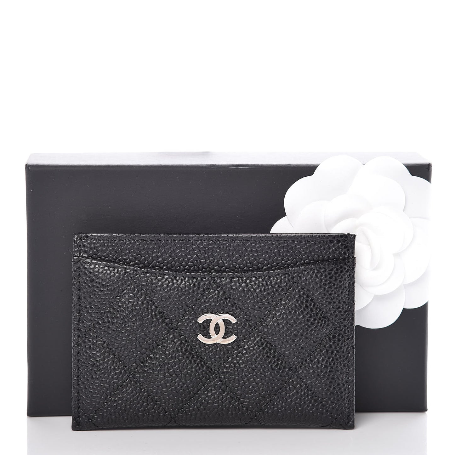 Caviar Quilted Card Holder Black