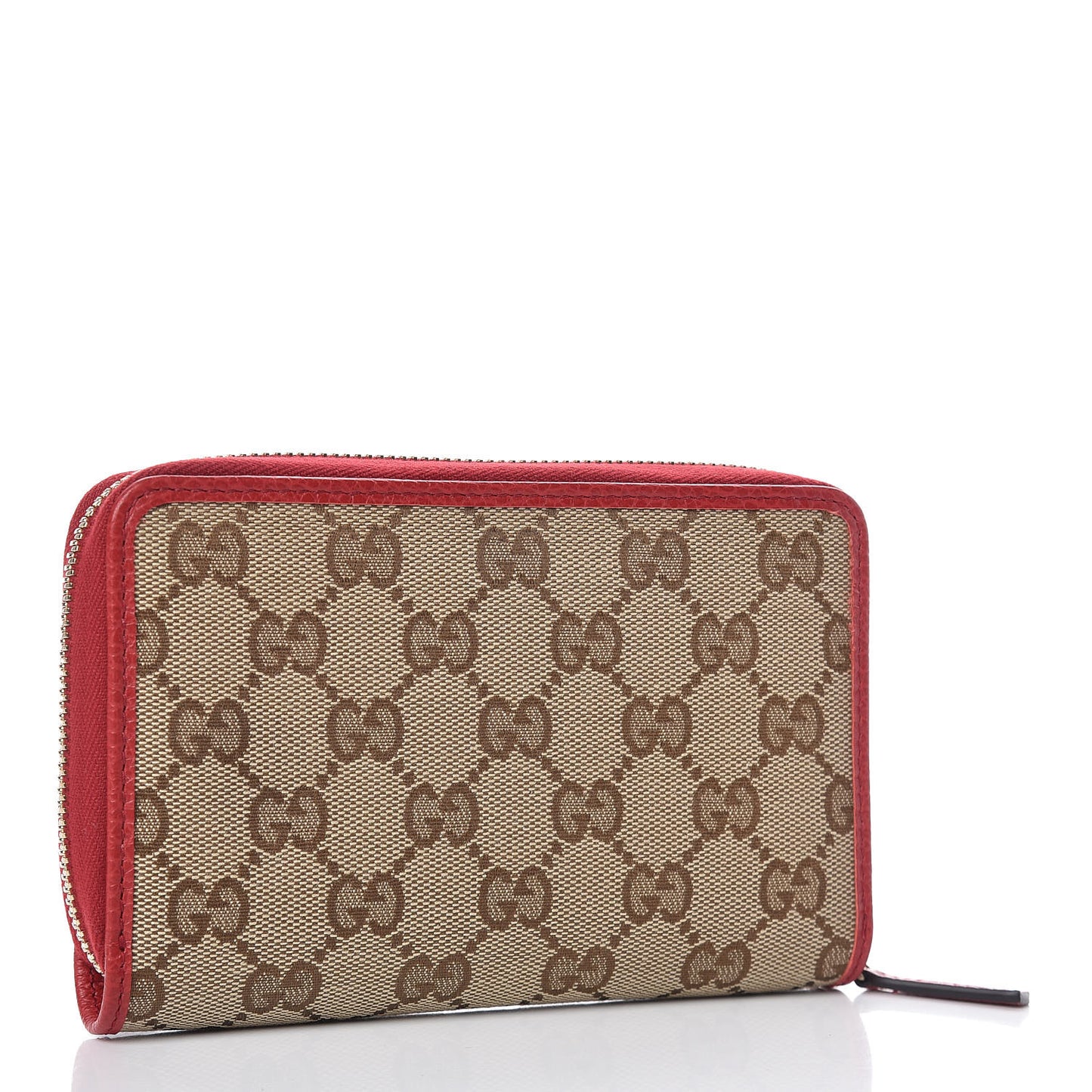 Monogram Dollar Calfskin Zip Around Compact Wallet Beige Ebony Rosso