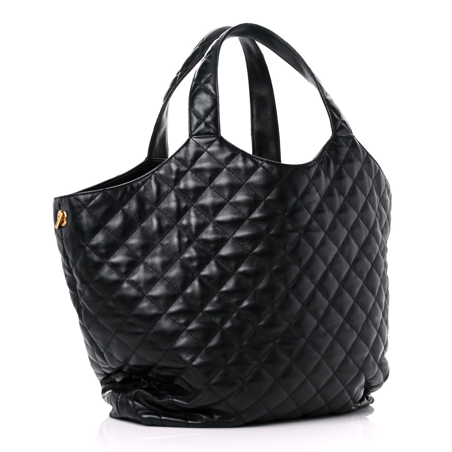Lambskin Quilted Maxi Icare Shopping Tote Black