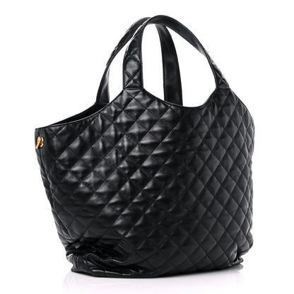 Saint Laurent Lambskin Quilted Maxi Icare Shopping Tote Black 5 of 14