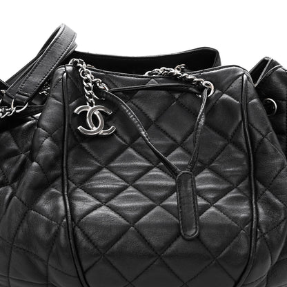 Chanel Calfskin Quilted Drawstring Sac Cordon Bag Black 8 of 10