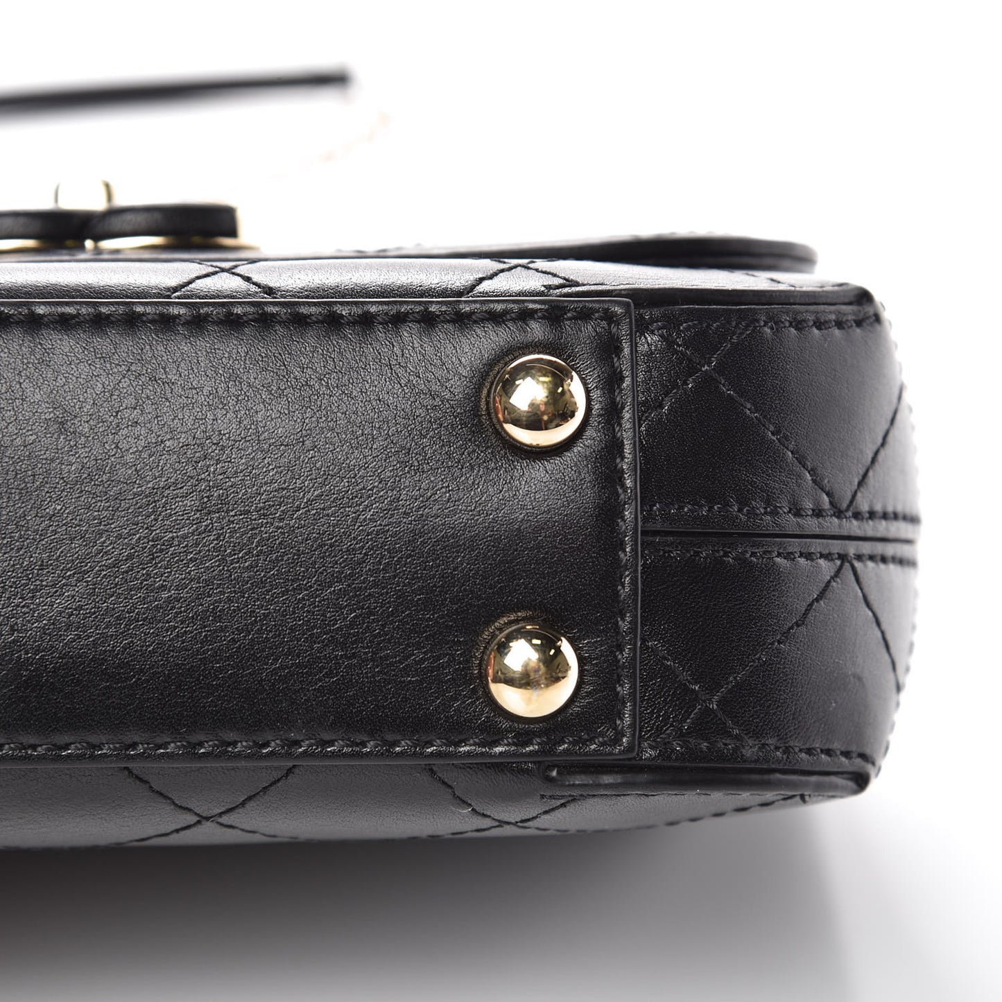 Calfskin Stitched Small Covered CC Flap Bag Black