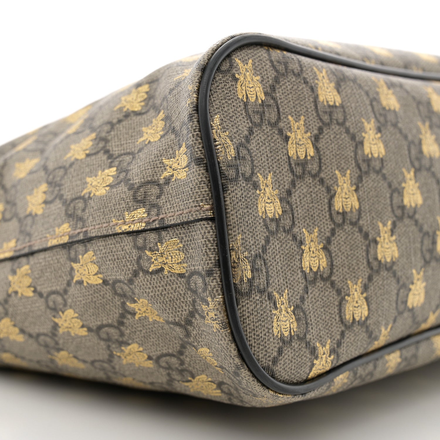 Gucci Soft GG Supreme Monogram Bees Small Crossbody Tote Beige Oro Black 9 of 13