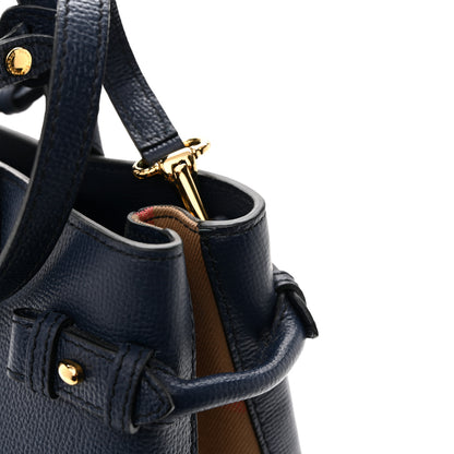 Burberry Derby Calfskin House Check Medium Banner Tote Ink Blue 12 of 13