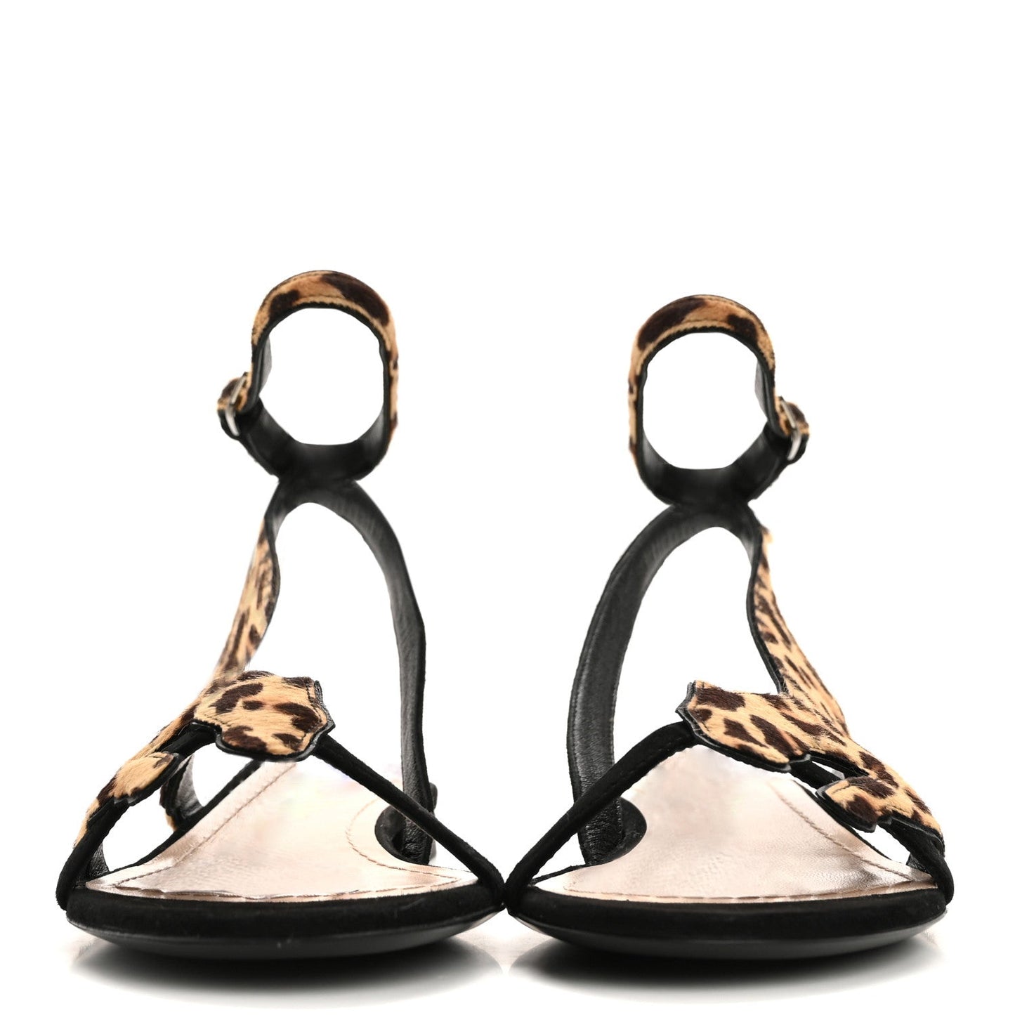 Pony Hair Panther Sandals 37 Brown Black