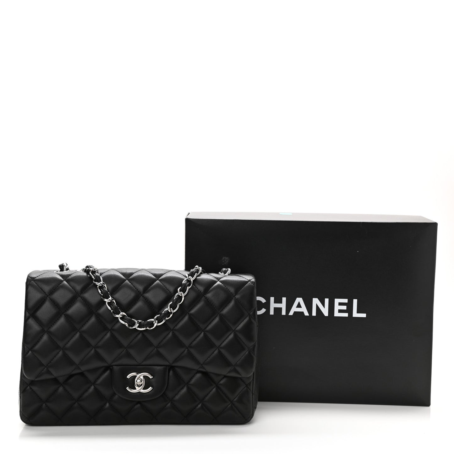 Lambskin Quilted Jumbo Single Flap Black