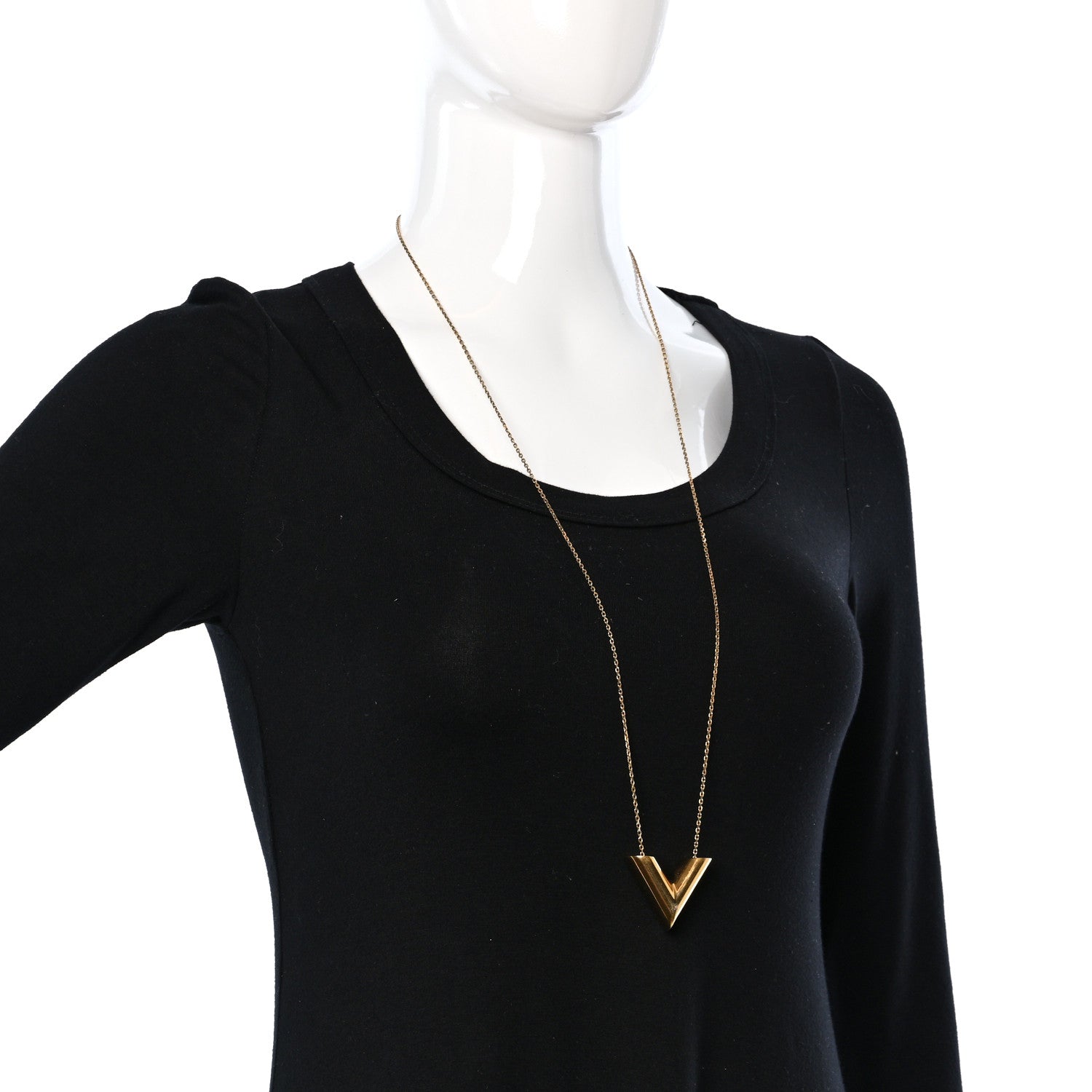 Louis Vuitton Brass Essential V Necklace Gold 2 of 5
