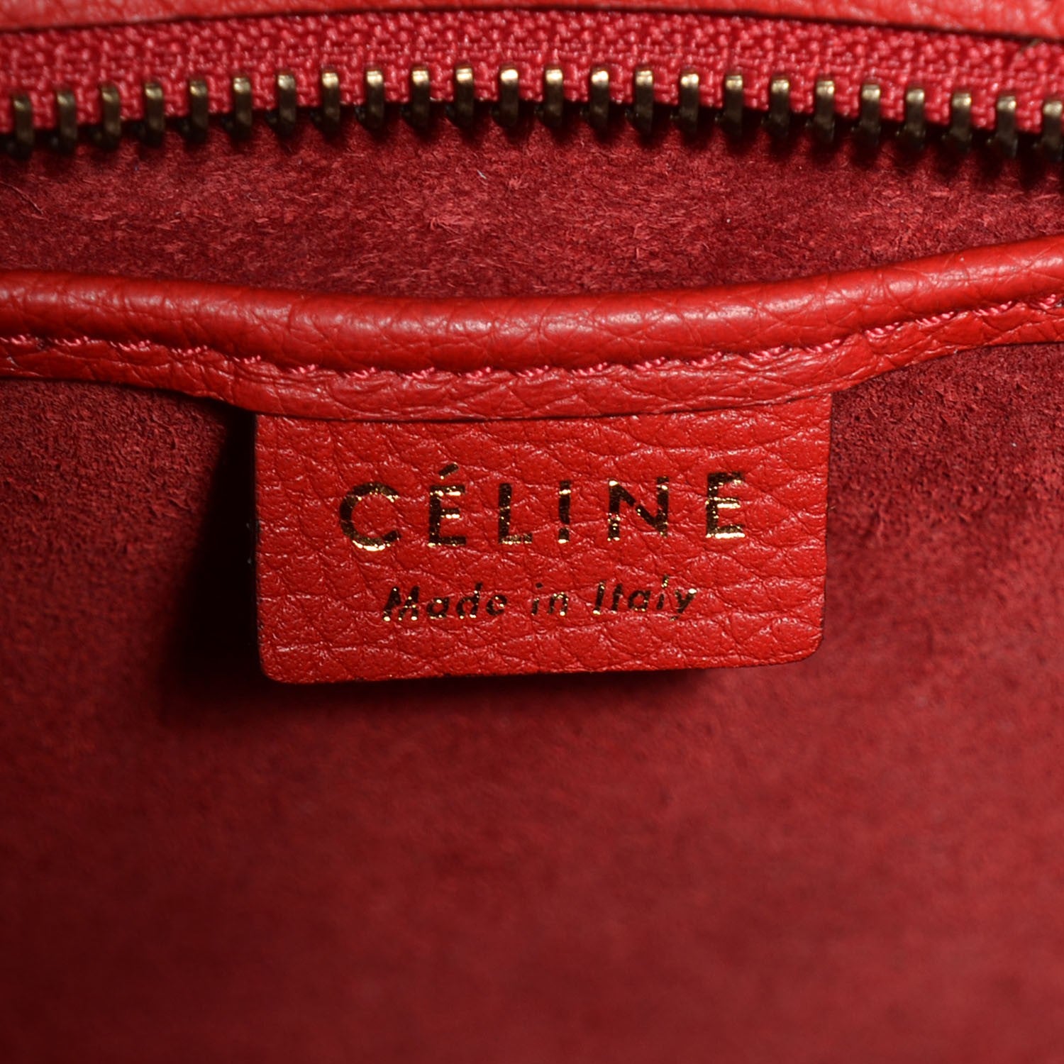 Celine Drummed Calfskin Nano Luggage Coquelicot 6 of 8