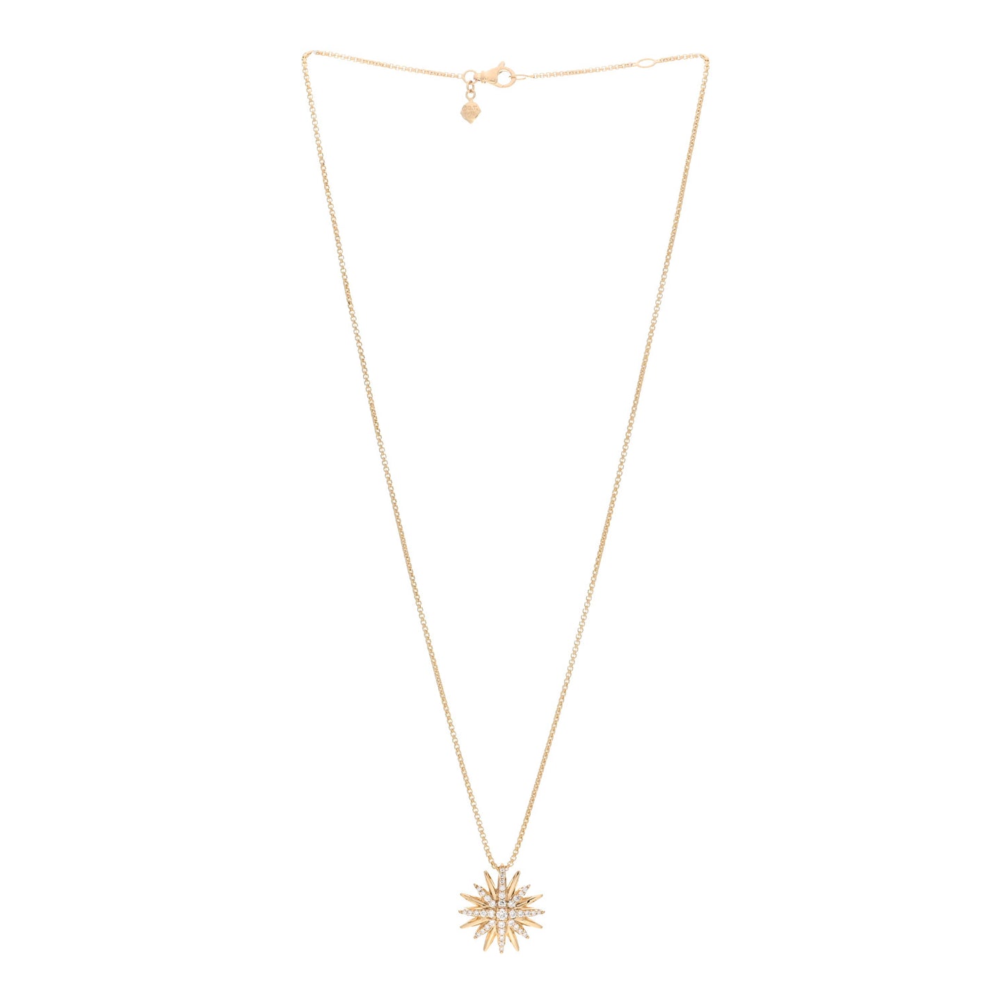 18K Yellow Gold Diamond Starburst Pendant Necklace