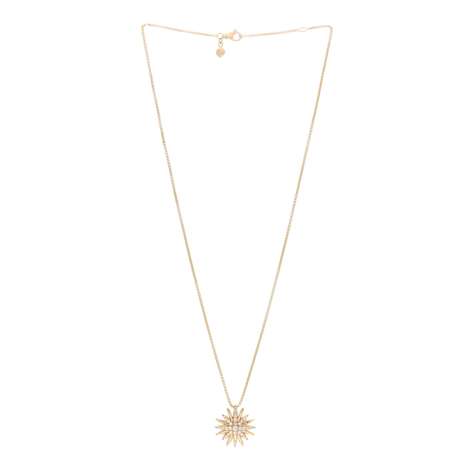 David Yurman 18K Yellow Gold Diamond Starburst Pendant Necklace 3 of 4