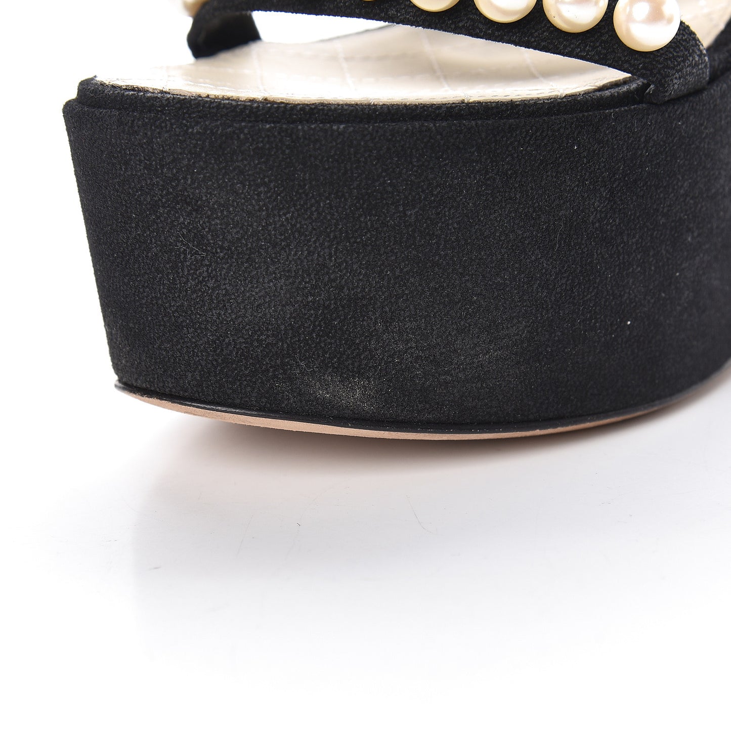 Suede Pearl Platform Sandal 36.5 Black