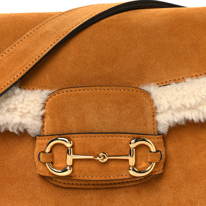 Gucci Suede Shearling Horsebit 1955 Shoulder Bag Brown 8 of 10