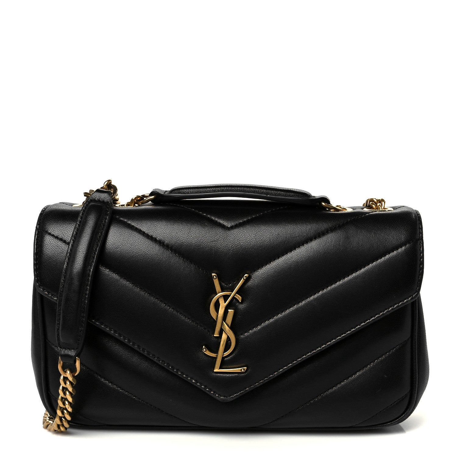 Saint Laurent Lambskin Chevron Quilted Small Loulou Black 1 of 13
