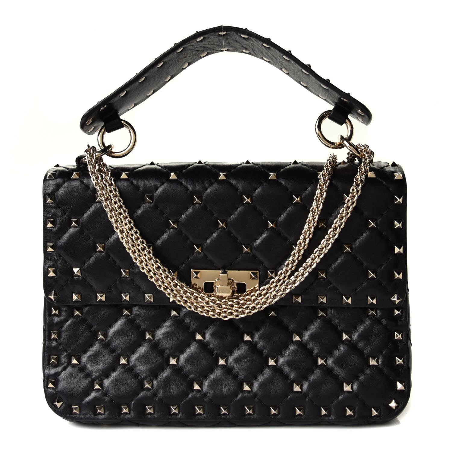 Valentino Garavani Lambskin Medium Rockstud Spike Shoulder Bag Black 5 of 12