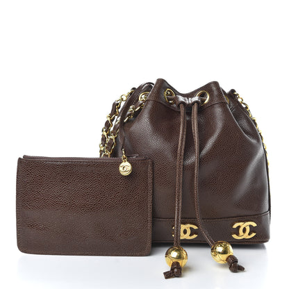 Chanel Caviar Drawstring Bucket Bag Brown 3 of 13