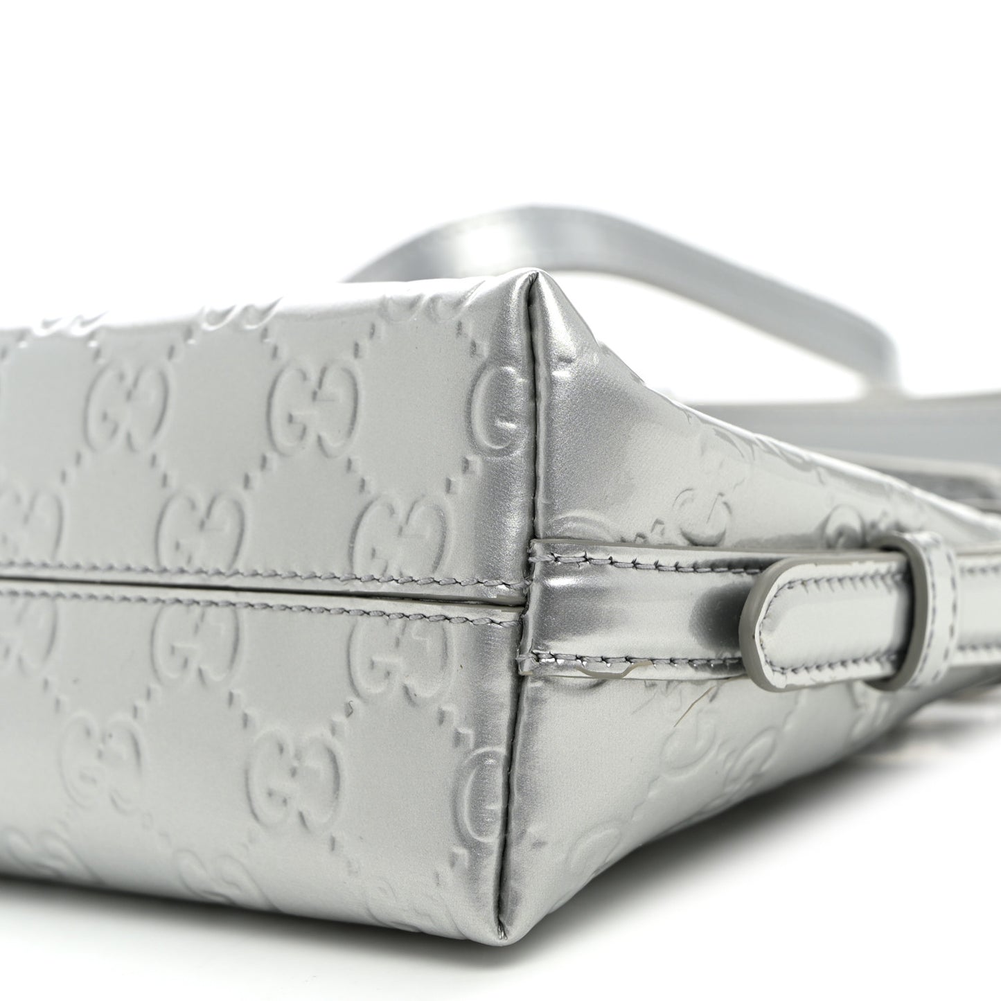 Shine Guccissima Emblem Small Shoulder Bag Silver