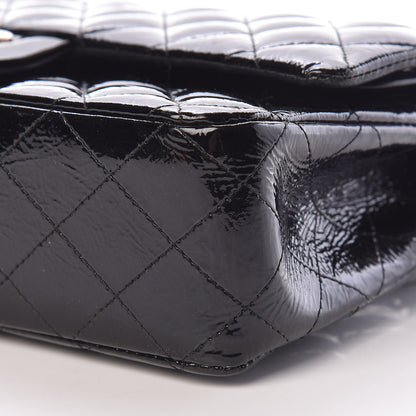 Chanel Distressed Patent Quilted Medium Double Flap Black 10 of 10