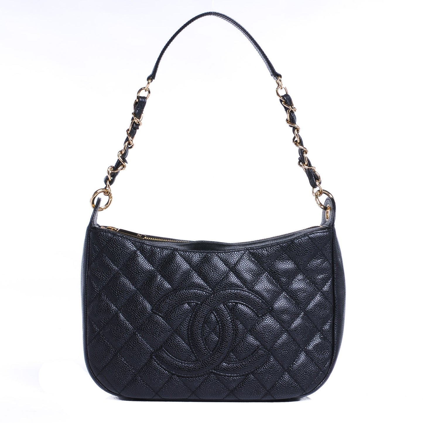 Caviar Quilted Hobo Bag Black