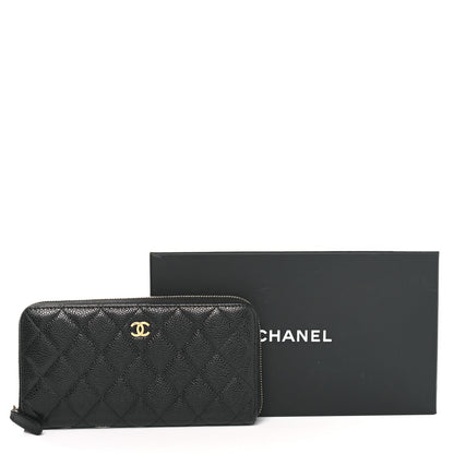 Chanel Caviar Quilted Large Gusset Zip Around Wallet Black 15 of 15