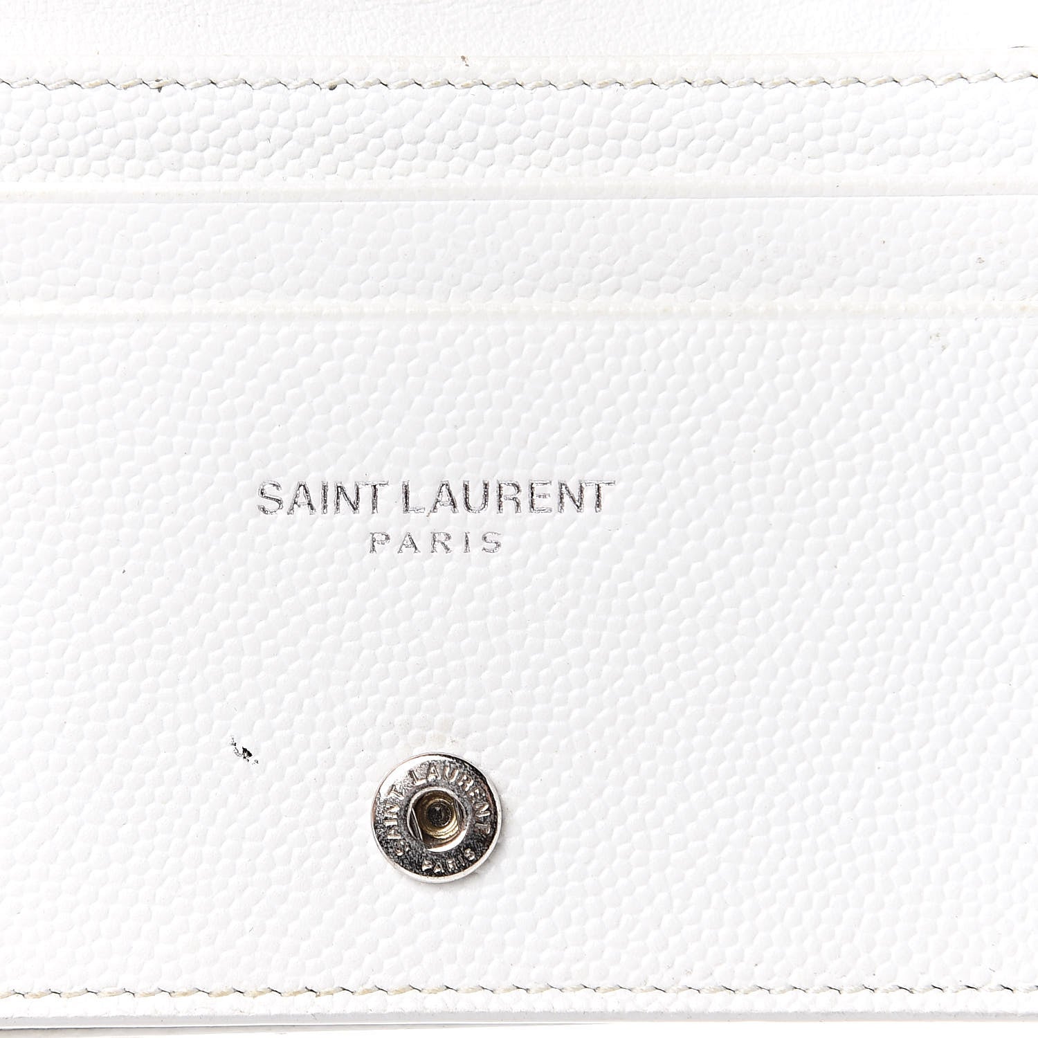 Saint Laurent Grain De Poudre Matelasse Chevron Monogram Card Case White 6 of 11