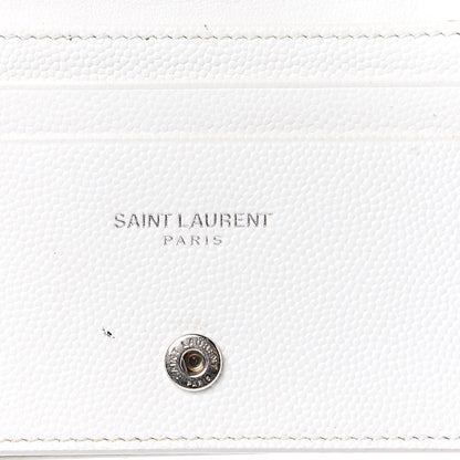 Saint Laurent Grain De Poudre Matelasse Chevron Monogram Card Case White 6 of 11