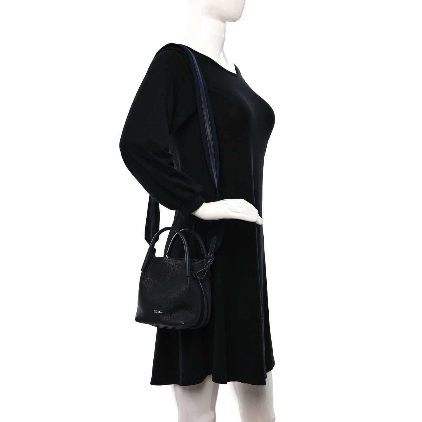 Grained Calfskin Micro Bale Bag Navy Blue