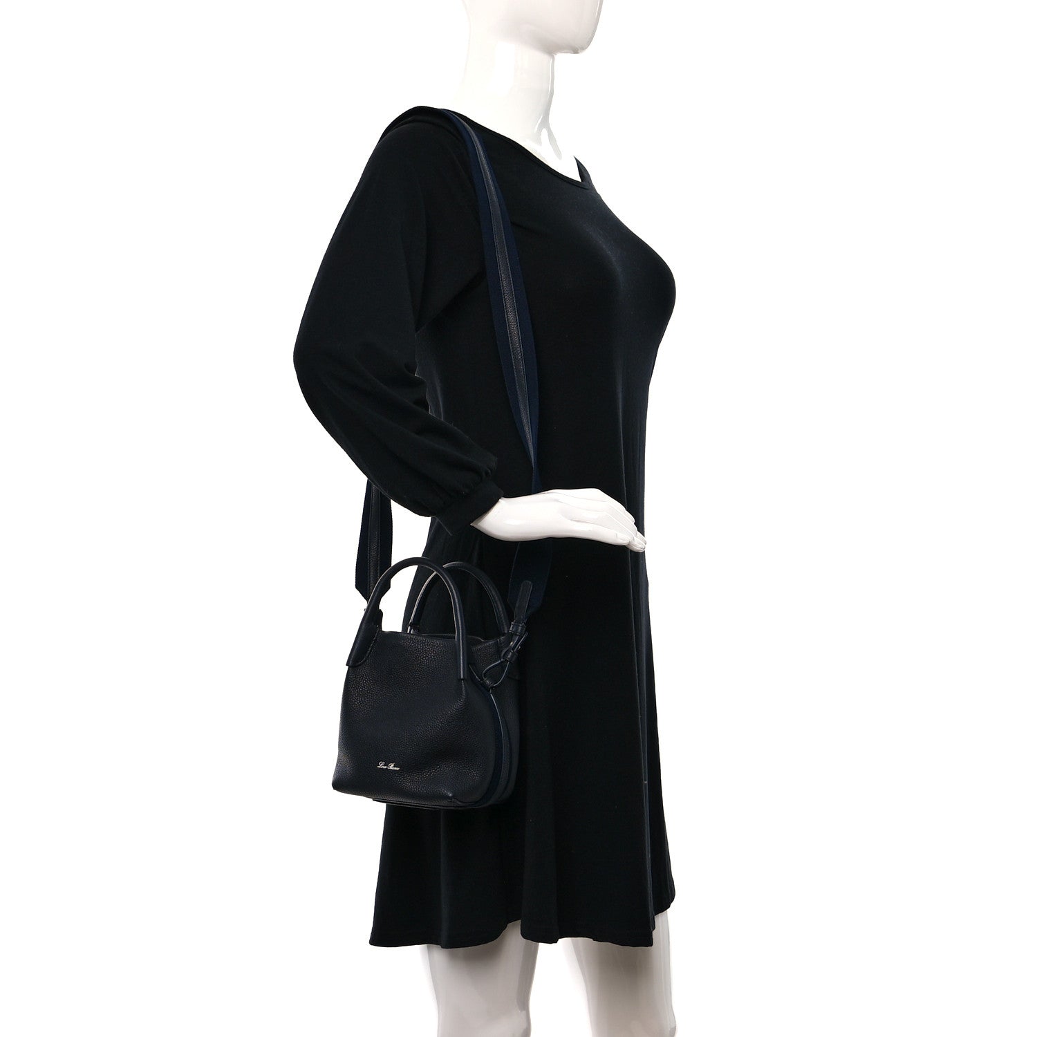 Loro Piana Grained Calfskin Micro Bale Bag Navy Blue 2 of 8