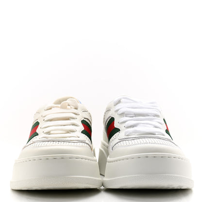 Gucci Calfskin Web Perforated Womens Platform 55mm Sneakers 37.5 White Bright Splash 2 of 11