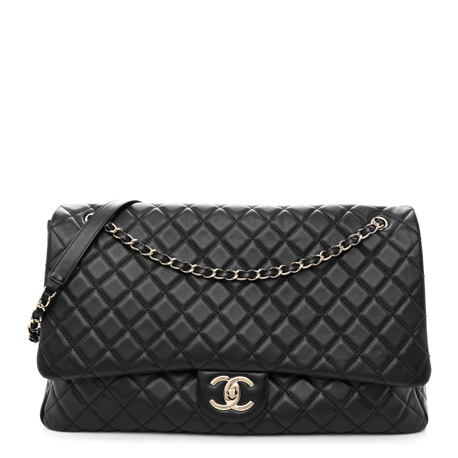 Chanel Calfskin Quilted Small XXL Travel Flap Bag Black 1 of 10