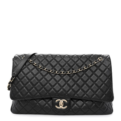 Chanel Calfskin Quilted Small XXL Travel Flap Bag Black 1 of 10