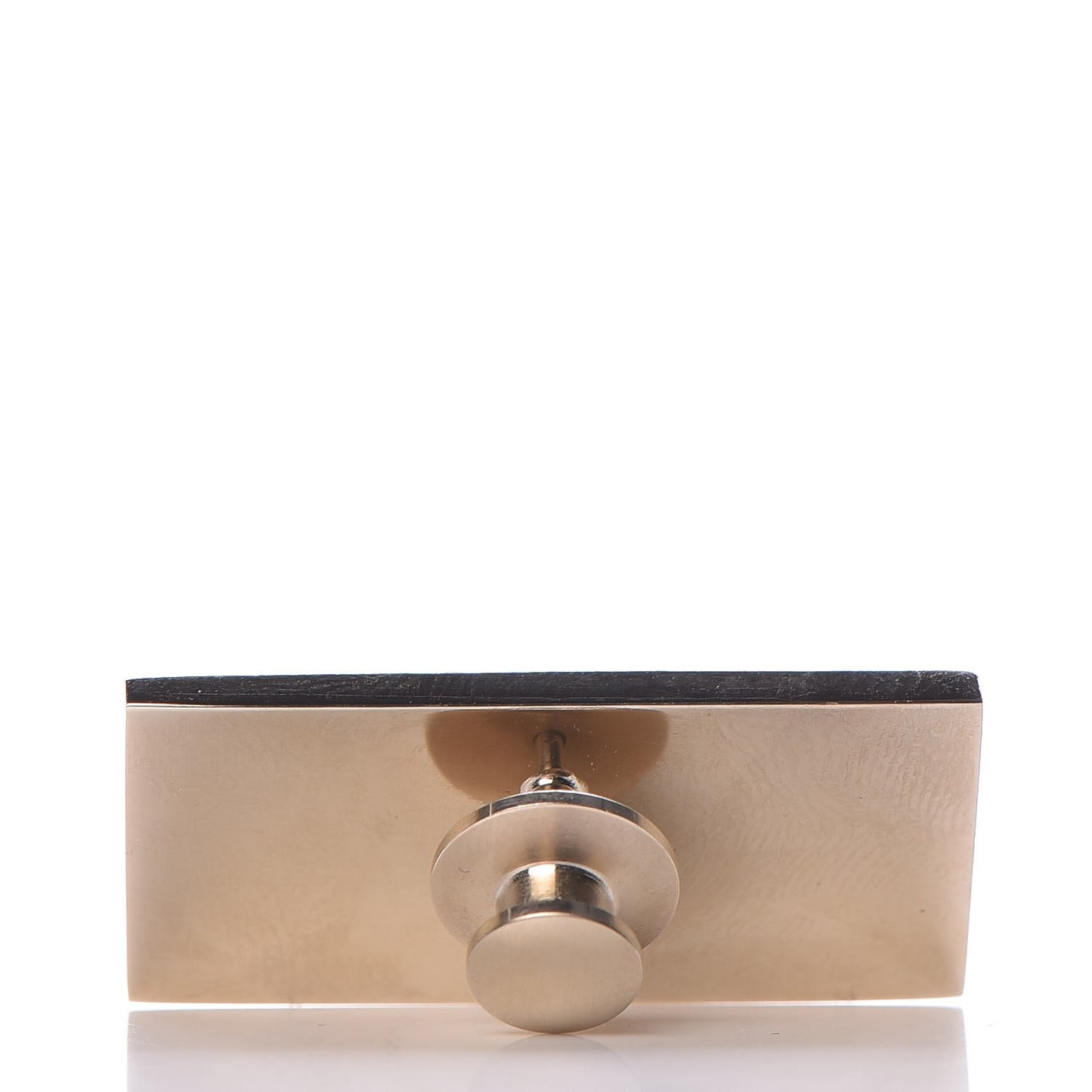 Metal Resin Pearl Coco License Plate Brooch Black Gold