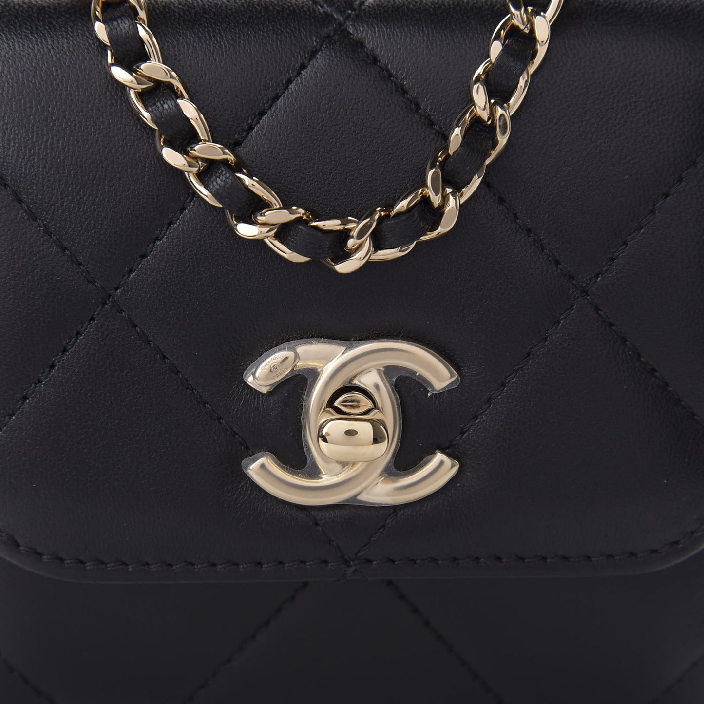 Lambskin Quilted Mini Trendy CC Chain Wallet Black
