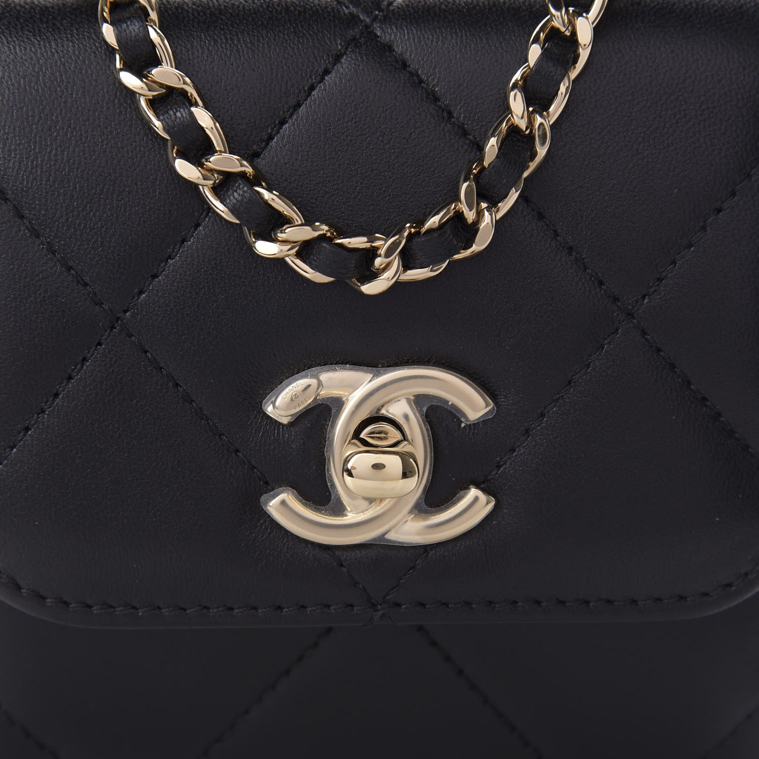Chanel Lambskin Quilted Mini Trendy CC Chain Wallet Black 10 of 11