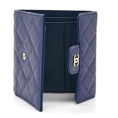 Chanel Iridescent Caviar Flap Quilted Card Holder Wallet Dark Blue 5 of 10