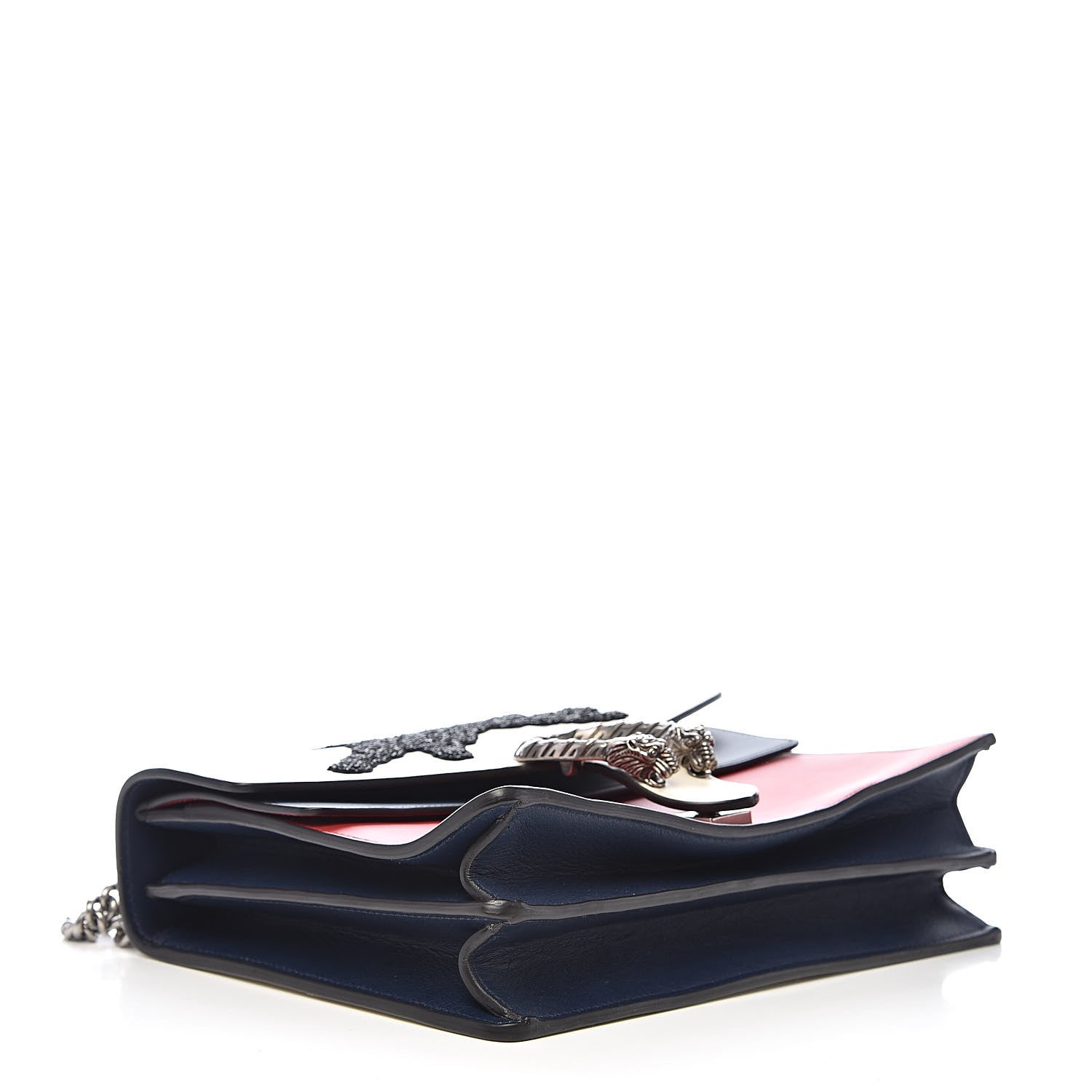 Gucci Calfskin Panther Embroidered Medium Dionysus Shoulder Bag White Blue Hibiscus Red 4 of 10