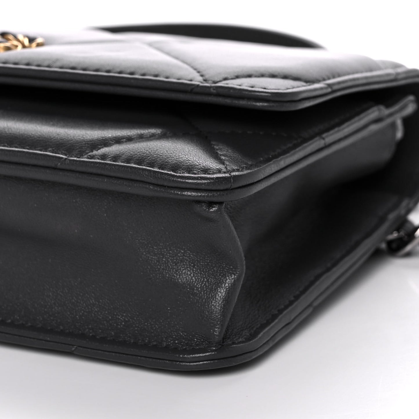 Lambskin Quilted Chanel 19 Wallet On Chain WOC Dark Grey