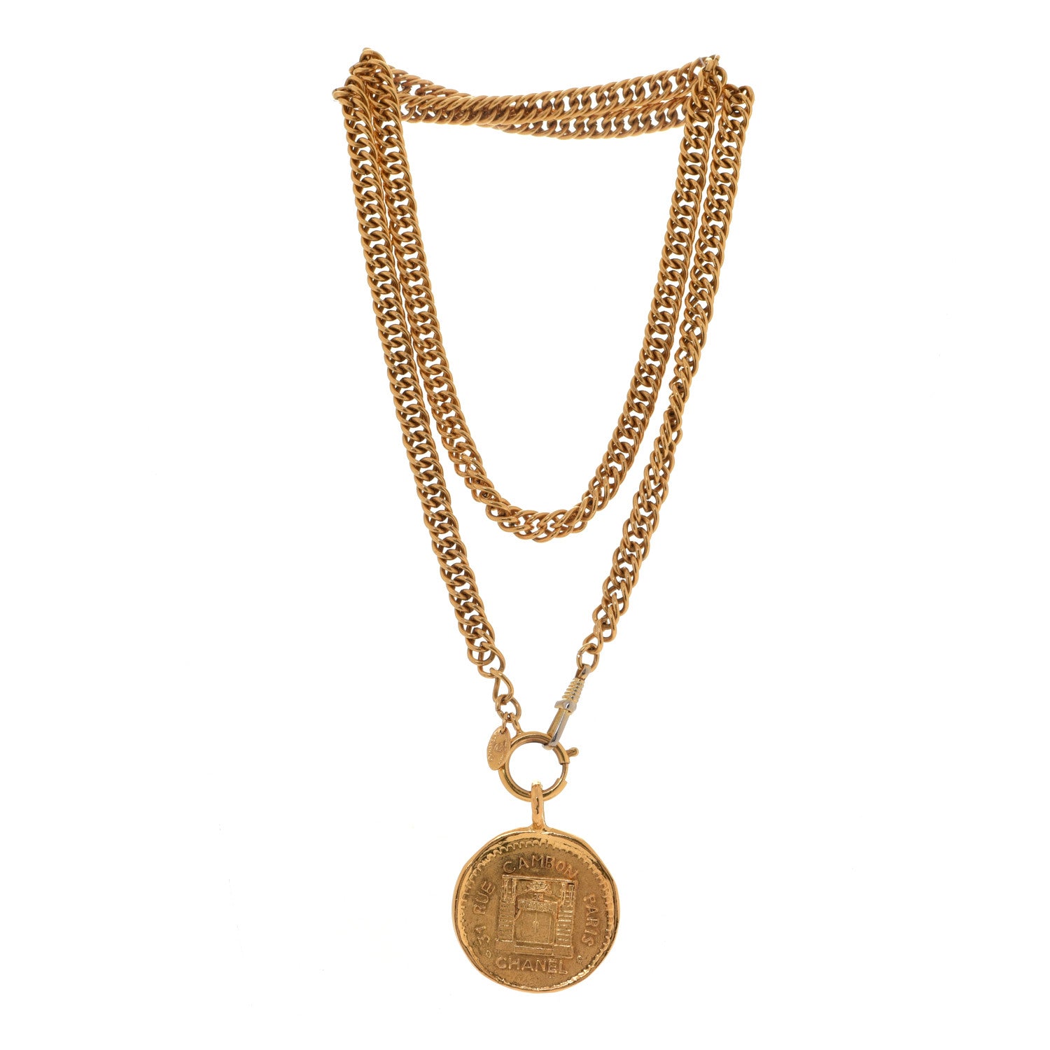 Chanel Chain CC Medallion Necklace Gold 3 of 6