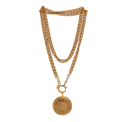 Chanel Chain CC Medallion Necklace Gold 3 of 6