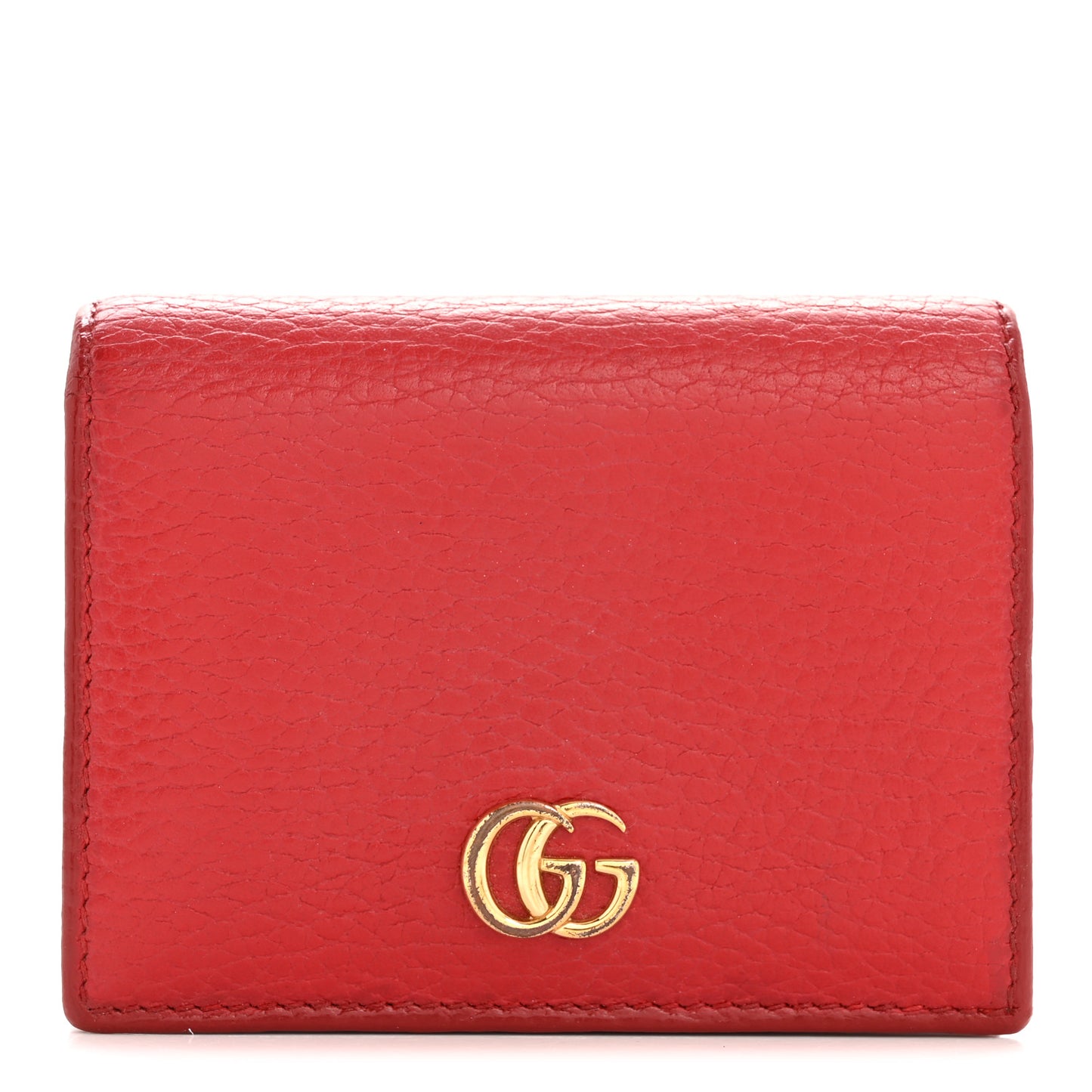 Dollar Calfskin GG Marmont Card Case Hibiscus Red