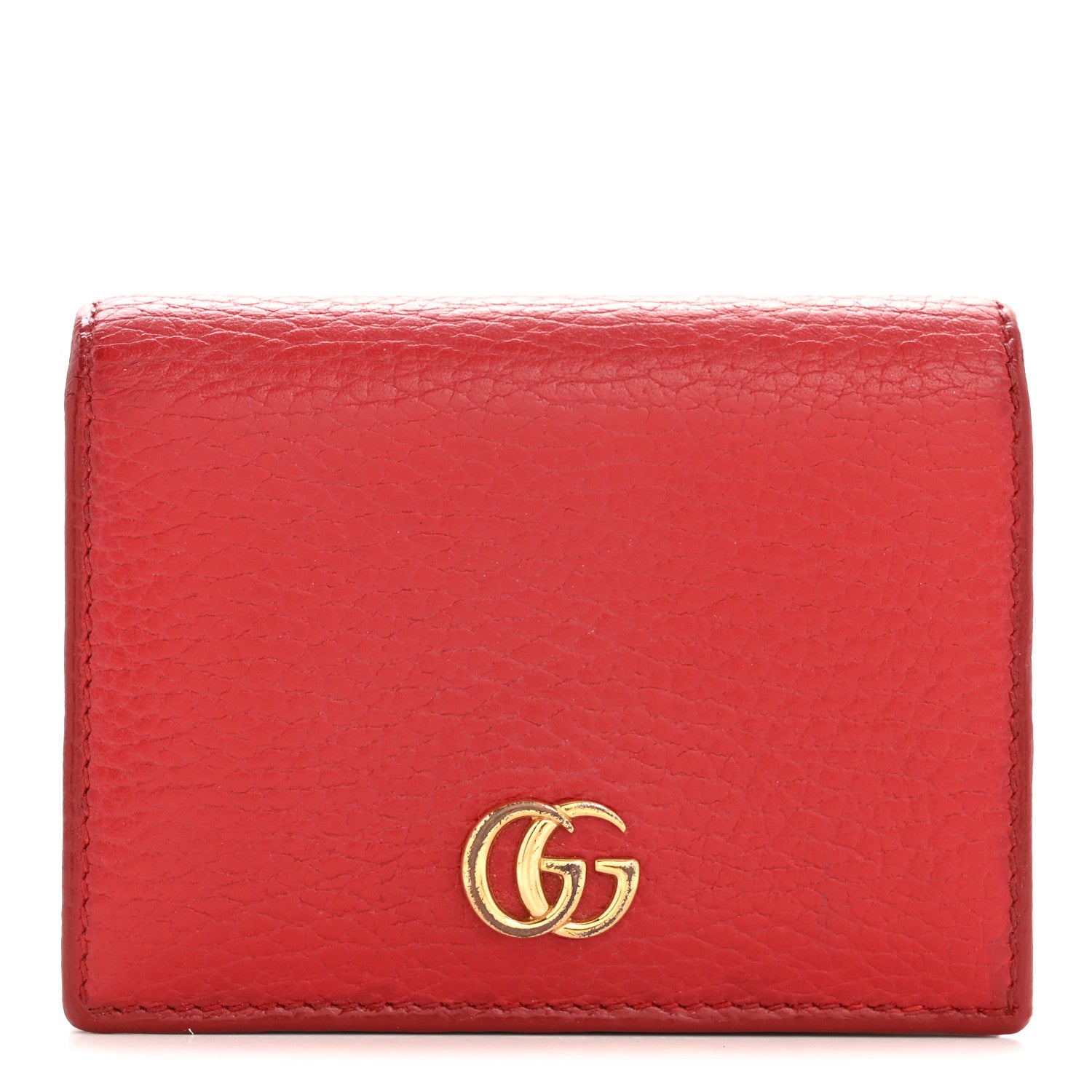 Gucci Dollar Calfskin GG Marmont Card Case Hibiscus Red 1 of 10
